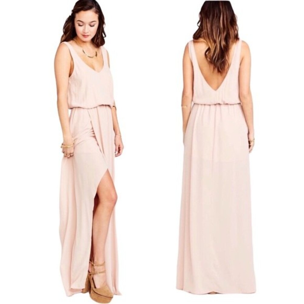 Show Me Your Mumu Kendall Sleeveless Front Slit Flowy Maxi Dress Blush Pink XXL